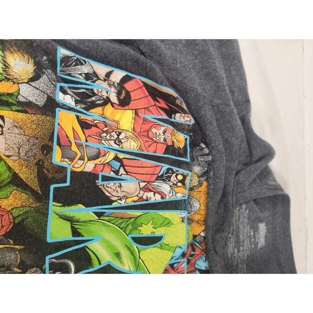 Marvel Comics Avengers Superheroes Graphic T-Shirt Charcoal Grey Kids Small S